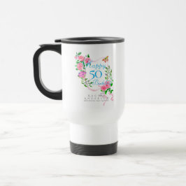 Caneca Térmica Laço de Rosa Rosa para 50º Aniversário