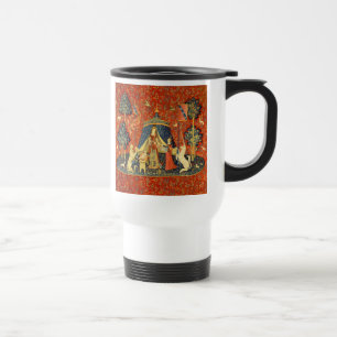 Caneca Térmica Lady e a Arte de Tapeçaria Medieval do Unicórnio