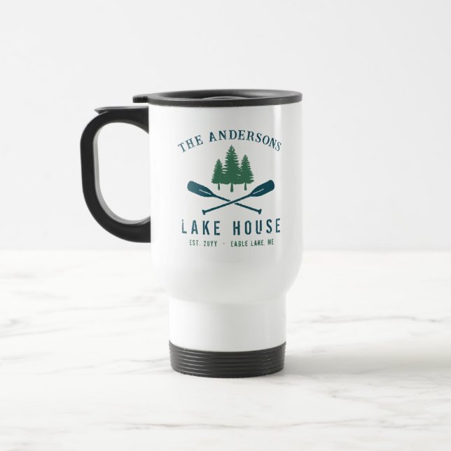 Caneca Térmica Lago Familiar Casa Barco Russo Moderno Oar Pine Tr (Esquerda)