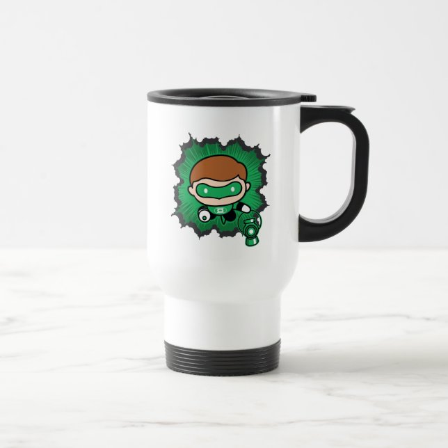 Caneca Térmica Lanterna Verde Chibi Voando Pelo Espaço (Direita)