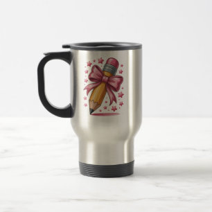 Caneca Térmica Lápis Coquete Laço Agradecimento aos Professores E