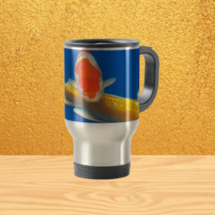 Caneca Térmica Laranja Colorida e Koi Branco