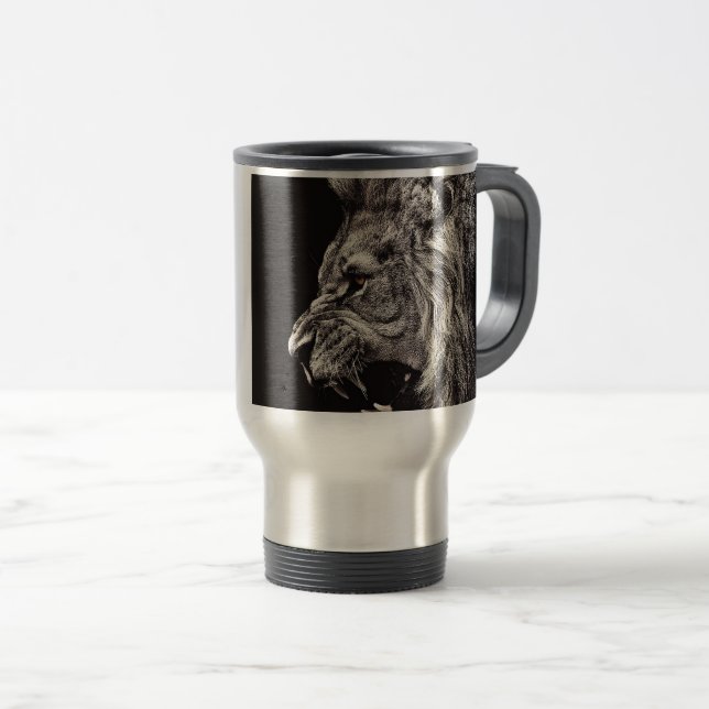 Caneca Térmica Leão Masculino Zangado (Frente Esquerda)