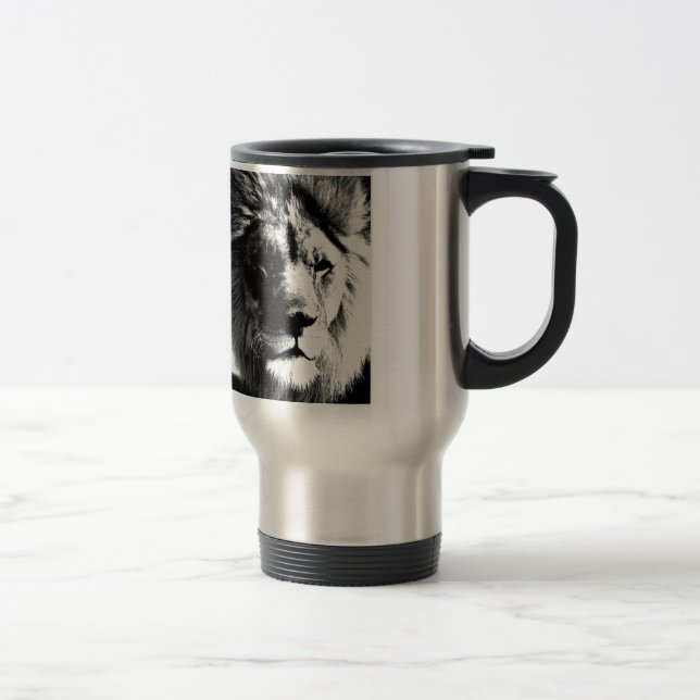 Caneca Térmica Leão preto e branco (Direita)
