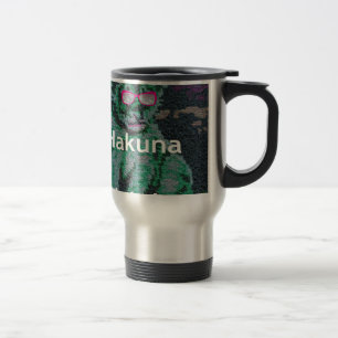 Caneca Térmica Leão Verde com Óculos Rosa "Hakuna Matata" Arte