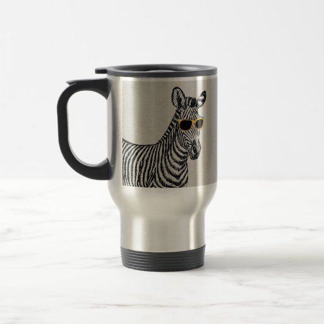 Caneca Térmica Legal desenho de zebra engraçada com óculos de ten (Esquerda)