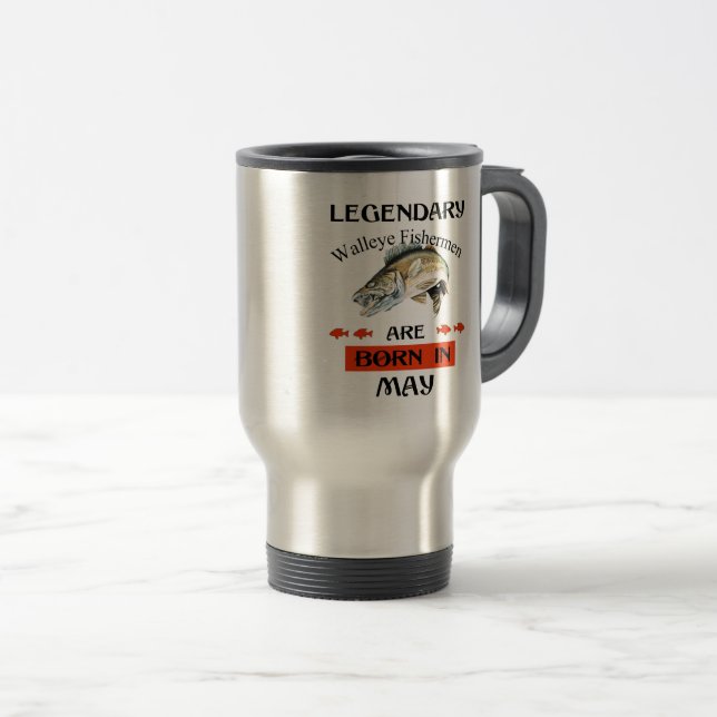 Caneca Térmica Legendário pescador Walleye é Nascer em maio (Frente Esquerda)