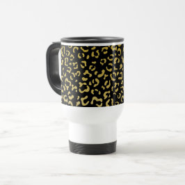 Caneca Térmica Leopardo Dourado, Brilhante Dourada, Padrão-Leopar