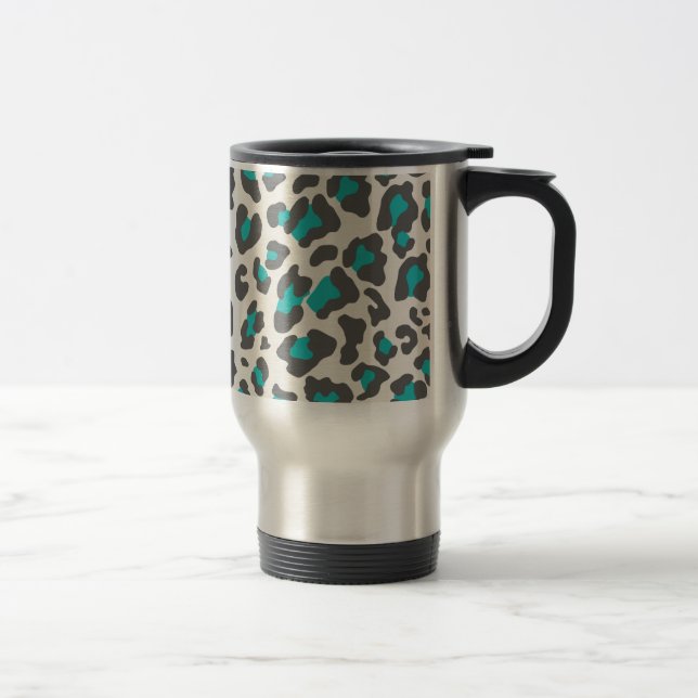 Caneca Térmica Leopardo Impresso Aqua, Cinzas, Branco (Direita)