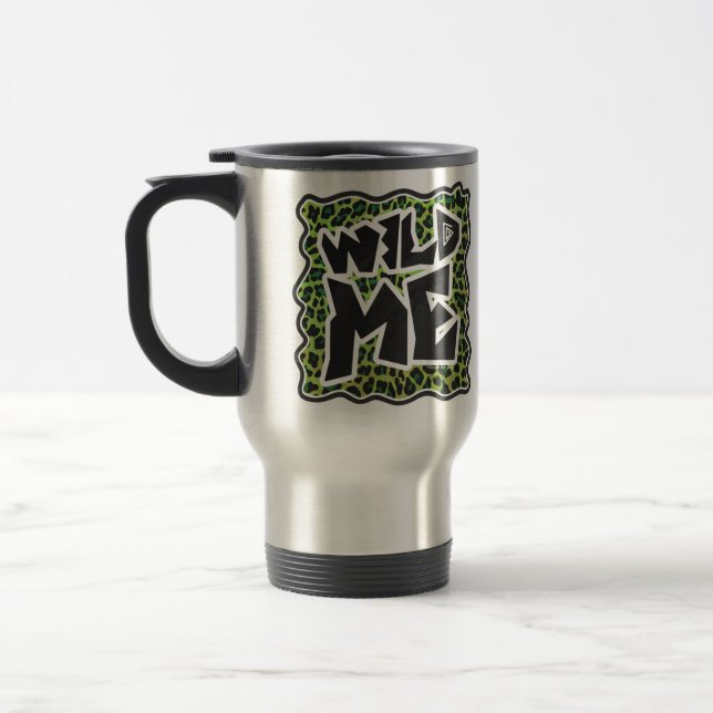 Caneca Térmica Leopardo Negro e Impressão Verde (Esquerda)