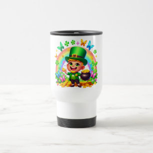 Caneca Térmica Leprichão Mágico do Arco-íris com Ouro