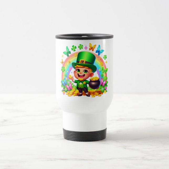 Caneca Térmica Leprichão Mágico do Arco-íris com Ouro (Centro)