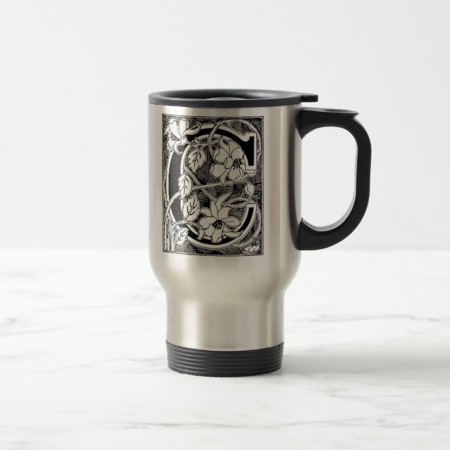 Caneca Térmica Letra "C" da vinha da flor - Mug (Direita)