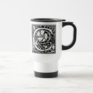 Caneca Térmica Letra C Monograma Medieval Art Nouveau