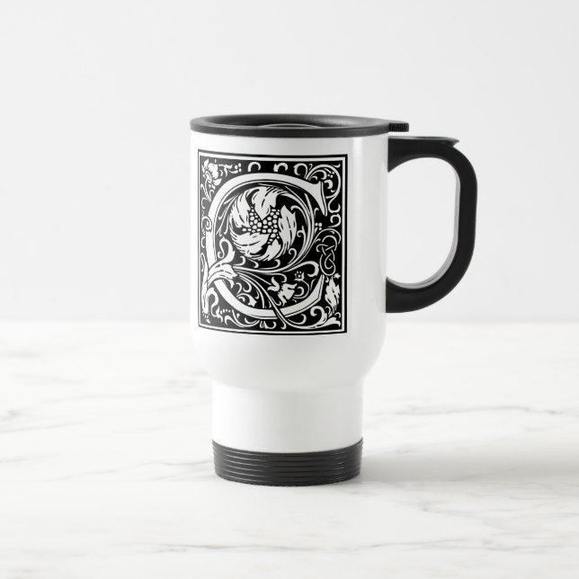 Caneca Térmica Letra C Monograma Medieval Art Nouveau (Direita)