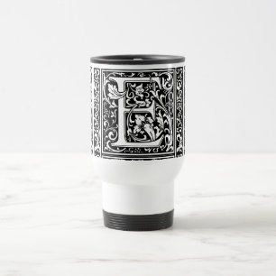 Caneca Térmica Letra E Monograma Medieval Arte Nova