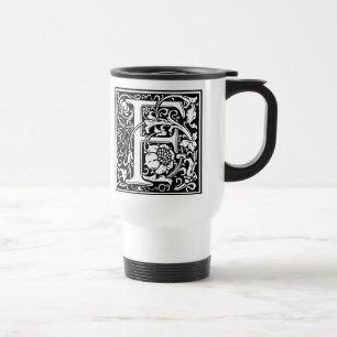 Caneca Térmica Letra F Monograma Medieval Art Nouveau