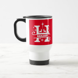 Caneca Térmica Letra H Monograma Nome inicial Vermelho