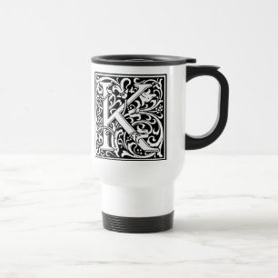 Caneca Térmica Letra K Monograma Medieval Arte Nova