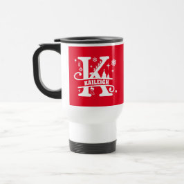 Caneca Térmica Letra K Monograma Nome inicial Vermelho