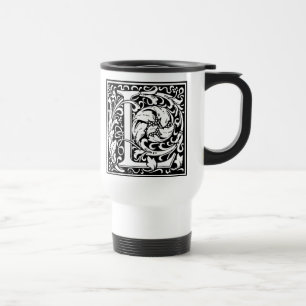 Caneca Térmica Letra L Monograma Medieval Art Nouveau