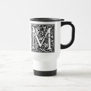 Caneca Térmica Letra M Monograma Medieval Art Nouveau