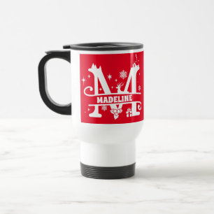 Caneca Térmica Letra M Monograma Monograma Nome inicial Vermelho