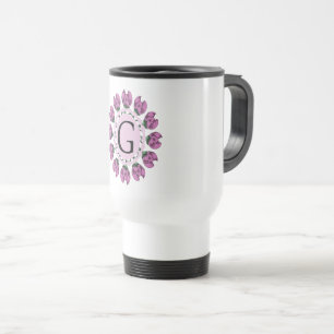 Caneca Térmica Letra maiúscula G monograma floral