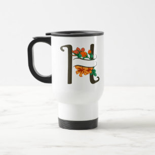 Caneca Térmica Letra maiúscula H monograma floral