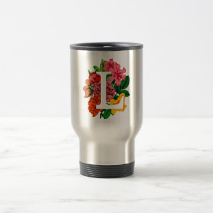 Caneca Térmica Letra maiúscula L monograma floral