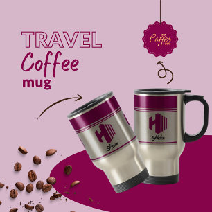 Caneca Térmica Letra monográfica (H) com nome rosa Na moda person