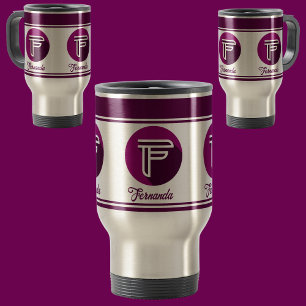 Caneca Térmica Letra monograma (F) com nome de Na moda personaliz