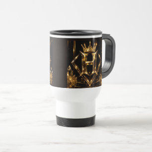 Caneca Térmica Letra S Dourada de Luxo Coroa Monograma de Diamant