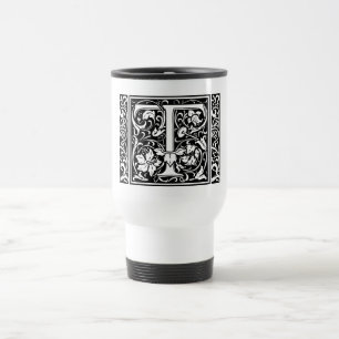 Caneca Térmica Letra T Monograma Medieval Arte Nova