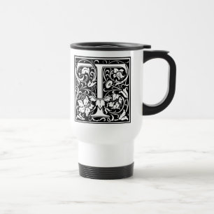 Caneca Térmica Letra T Monograma Medieval Arte Nova