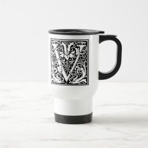 Caneca Térmica Letra V Monograma Medieval Arte Nova