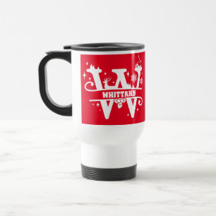 Caneca Térmica Letra W Natal Monograma Nome inicial Vermelho