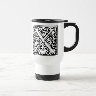 Caneca Térmica Letra X Monograma Medieval Arte Nova