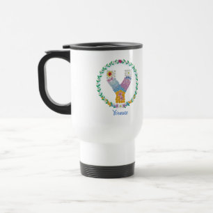 Caneca Térmica Letras Flores Iniciais "Y" com Nome Personalizado