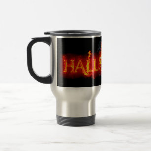 Caneca Térmica Letras ígneas maciças do SlipperyJoe no Halloween