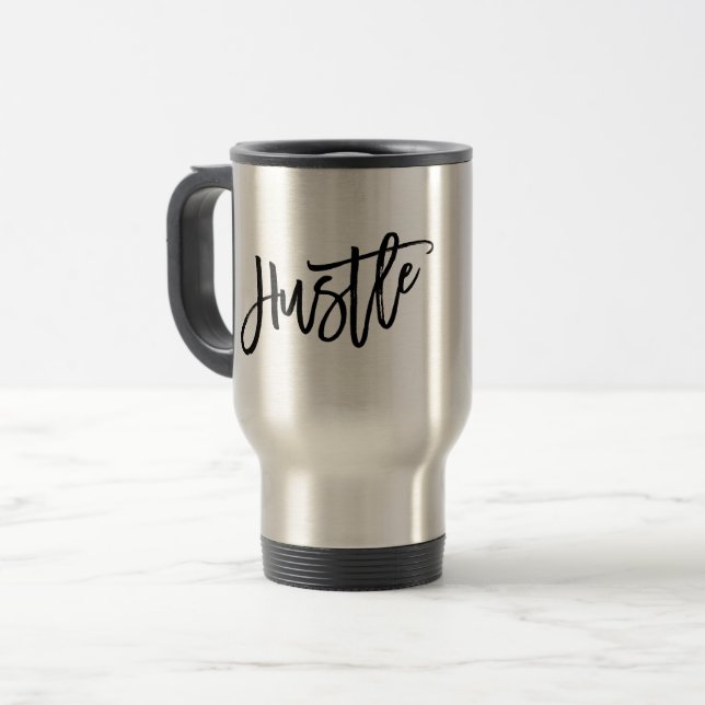 Caneca Térmica Letreiro de Rotulação Moderna e Tendência de Hustl (Frente Esquerda)