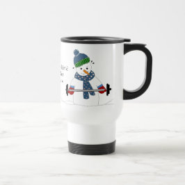Caneca Térmica Levantamento de Peso de Boneco de Neve com Dito