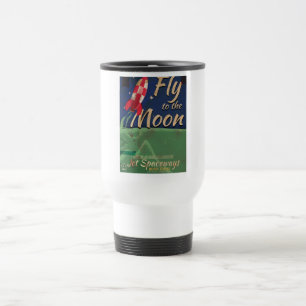 Caneca Térmica Leve-me à Lua Cartaz de viagem vintage