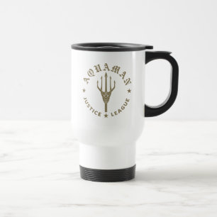 Caneca Térmica Liga da Justiça  Emblem de tridente do Aquaman Re