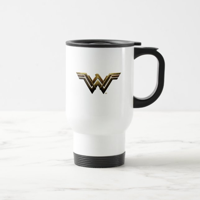 Caneca Térmica Liga da Justiça | Símbolo de Mulher Maravilha Metá (Direita)