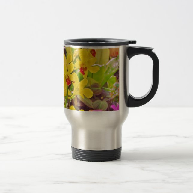 Caneca Térmica Lindas orquídeas de outono amarelas (Direita)