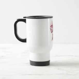 Caneca Térmica Lindo Laço de Fita de Seda Rosa Estética Coquette