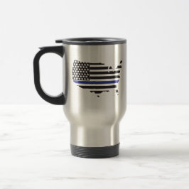 Caneca Térmica Linha Azul Fina Apoio Policial, Bandeira dos EUA P
