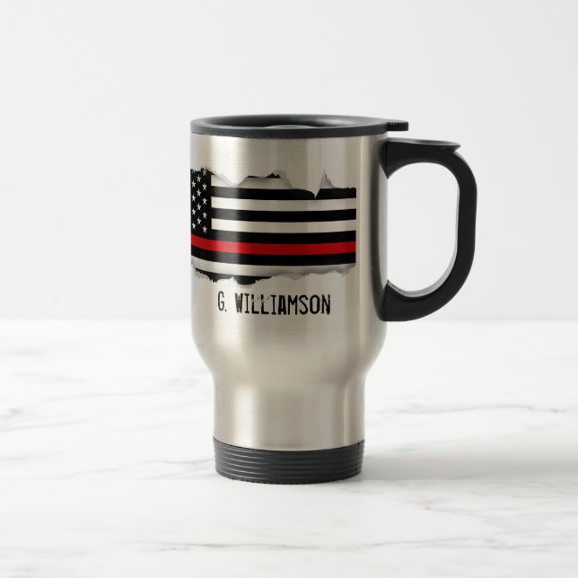 Caneca Térmica Linha vermelha finamente para fora rasgada nome do (Direita)