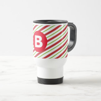 Caneca Térmica Listras diagonais vermelhas e verdes Monograma